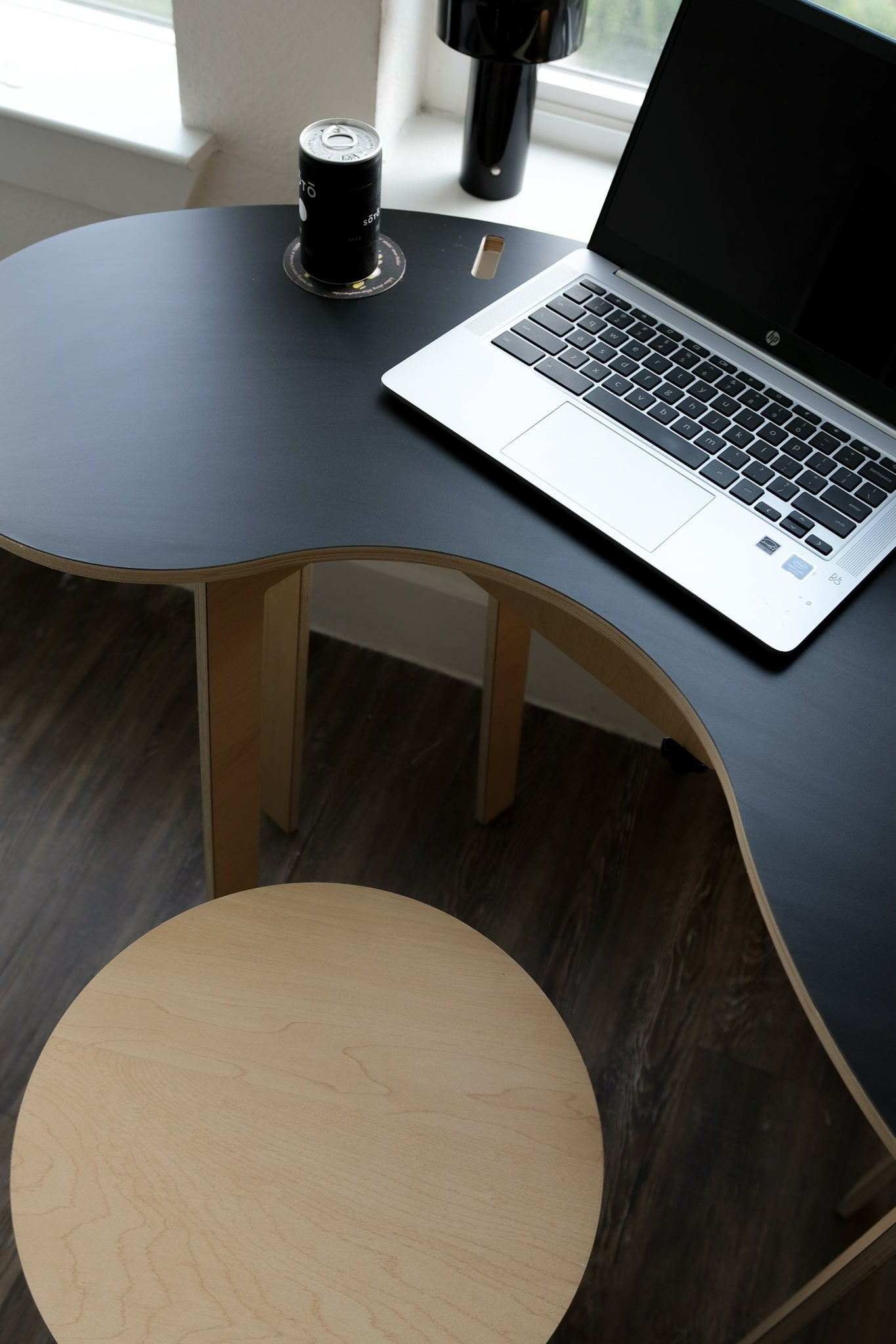 Orbit Anywhere Squiggle Desk Small Space Furniture - Black