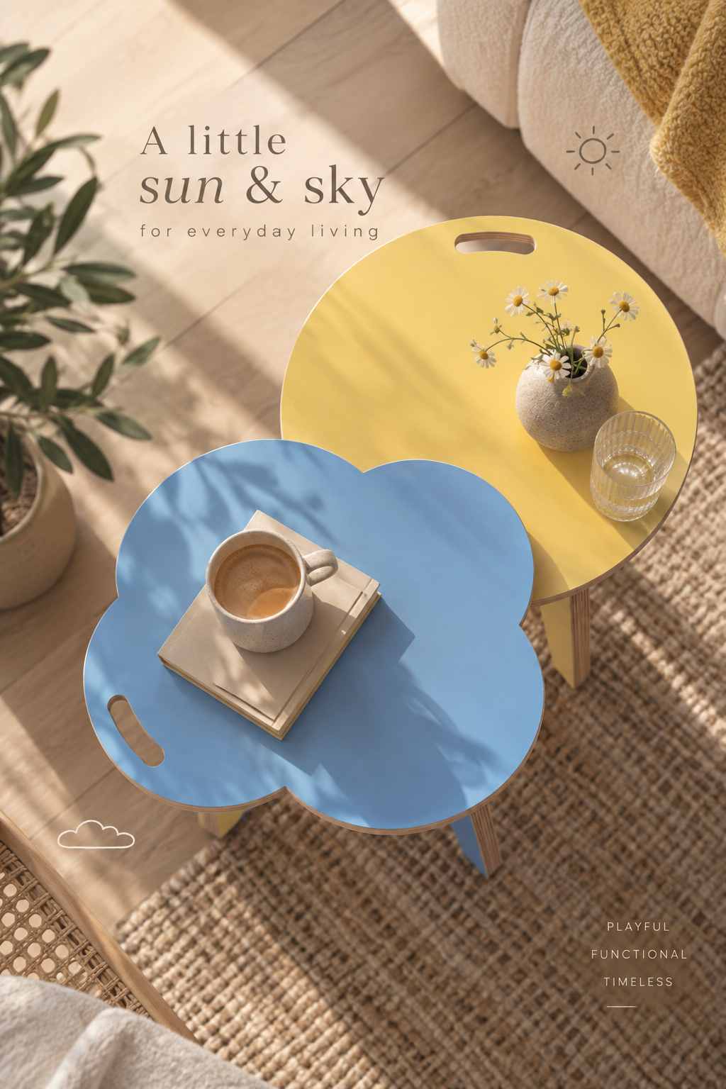orbit anywhere Sun & Sky colorful furniture nesting tables
