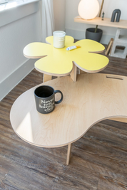 Orbit Anywhere Squiggle Coffee Table With Flower 2 side Table