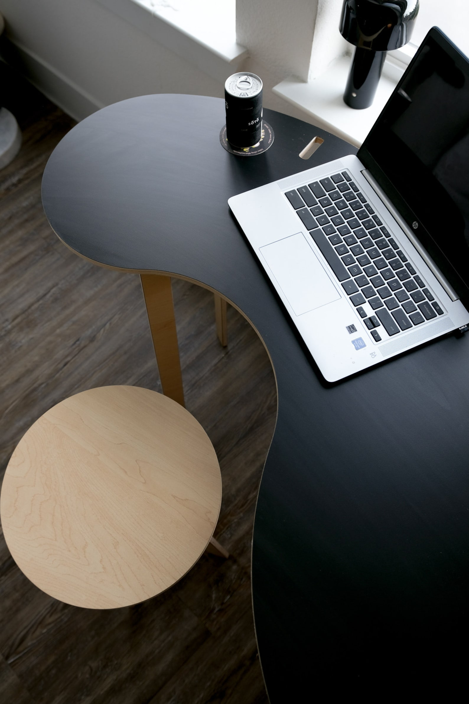 Orbit Anywhere Squiggle Desk Small Space Furniture - Black