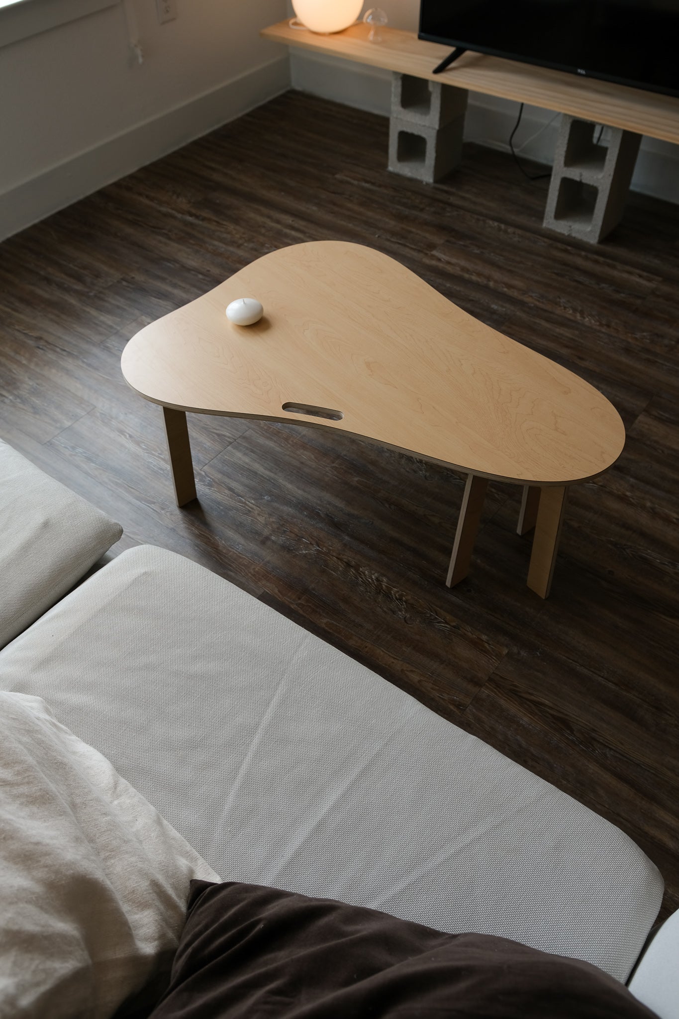 Orbit Anywhere curvy coffee table, workspace. Small space furniture
