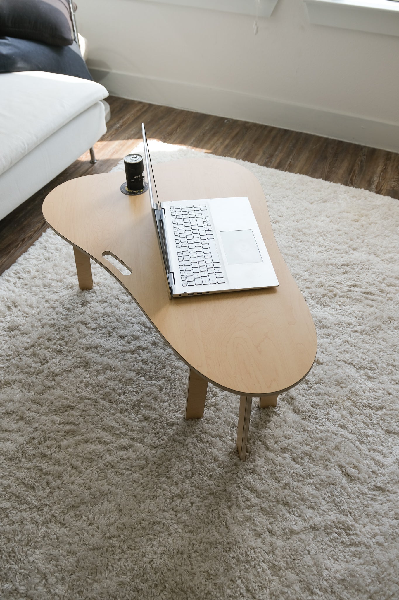 Orbit Anywhere curvy coffee table, workspace. Small space furniture