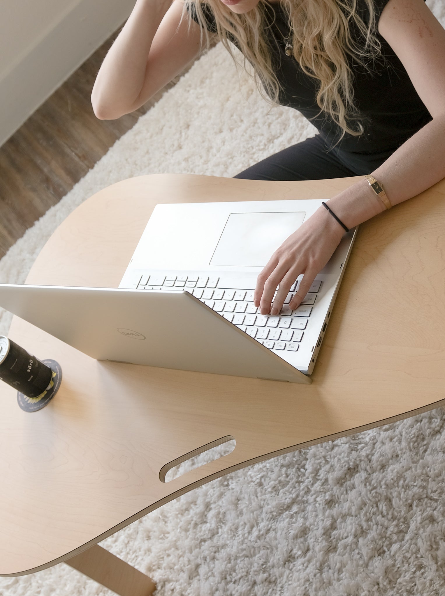 Orbit Anywhere curvy coffee table, workspace. Small space furniture
