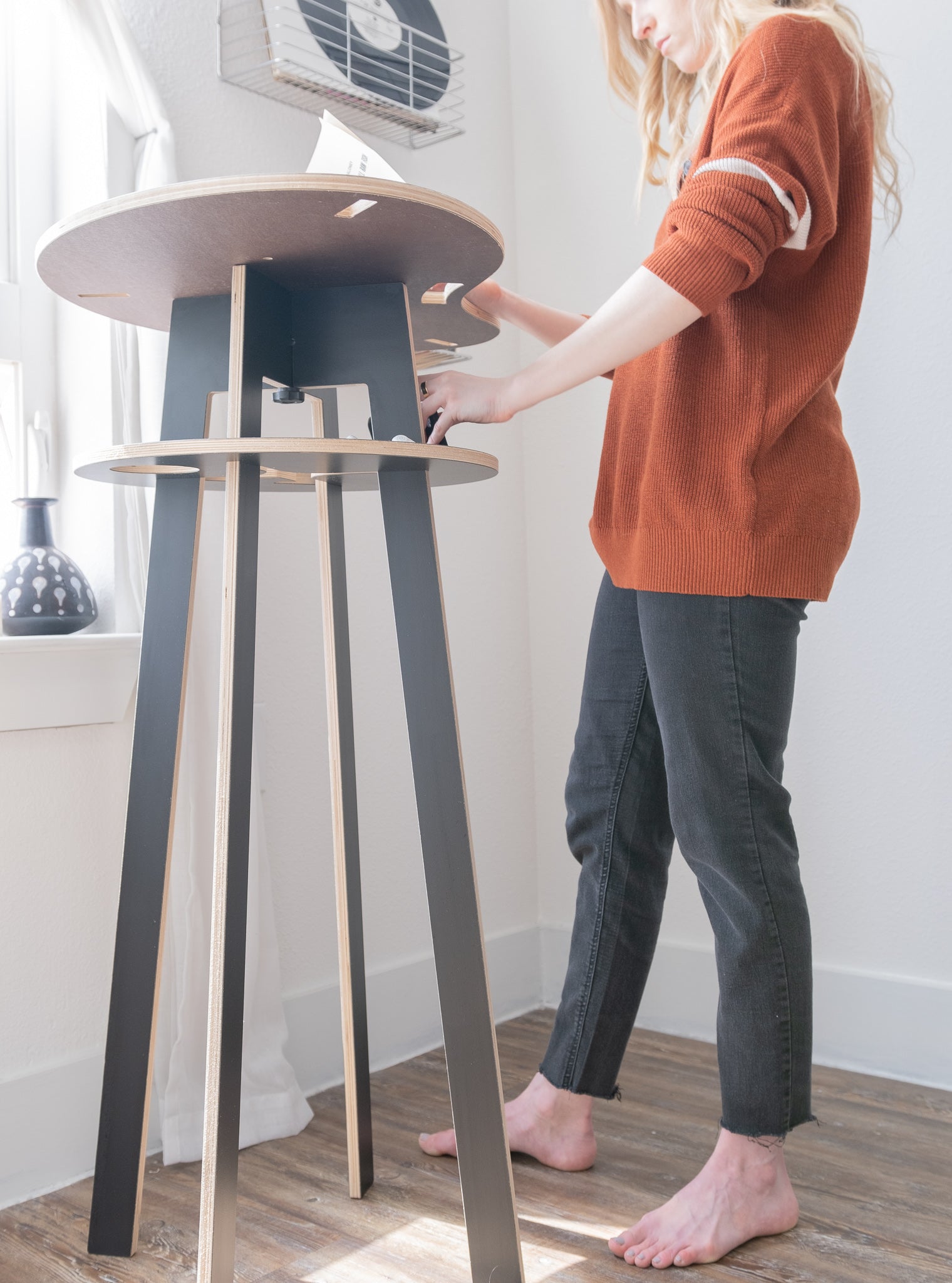Orbit Anywhere Little Bean Standing Desk Small Space Furniture in Rustic Pine