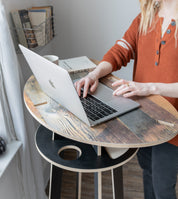 Orbit Anywhere Little Bean Standing Desk Small Space Furniture in Rustic Pine