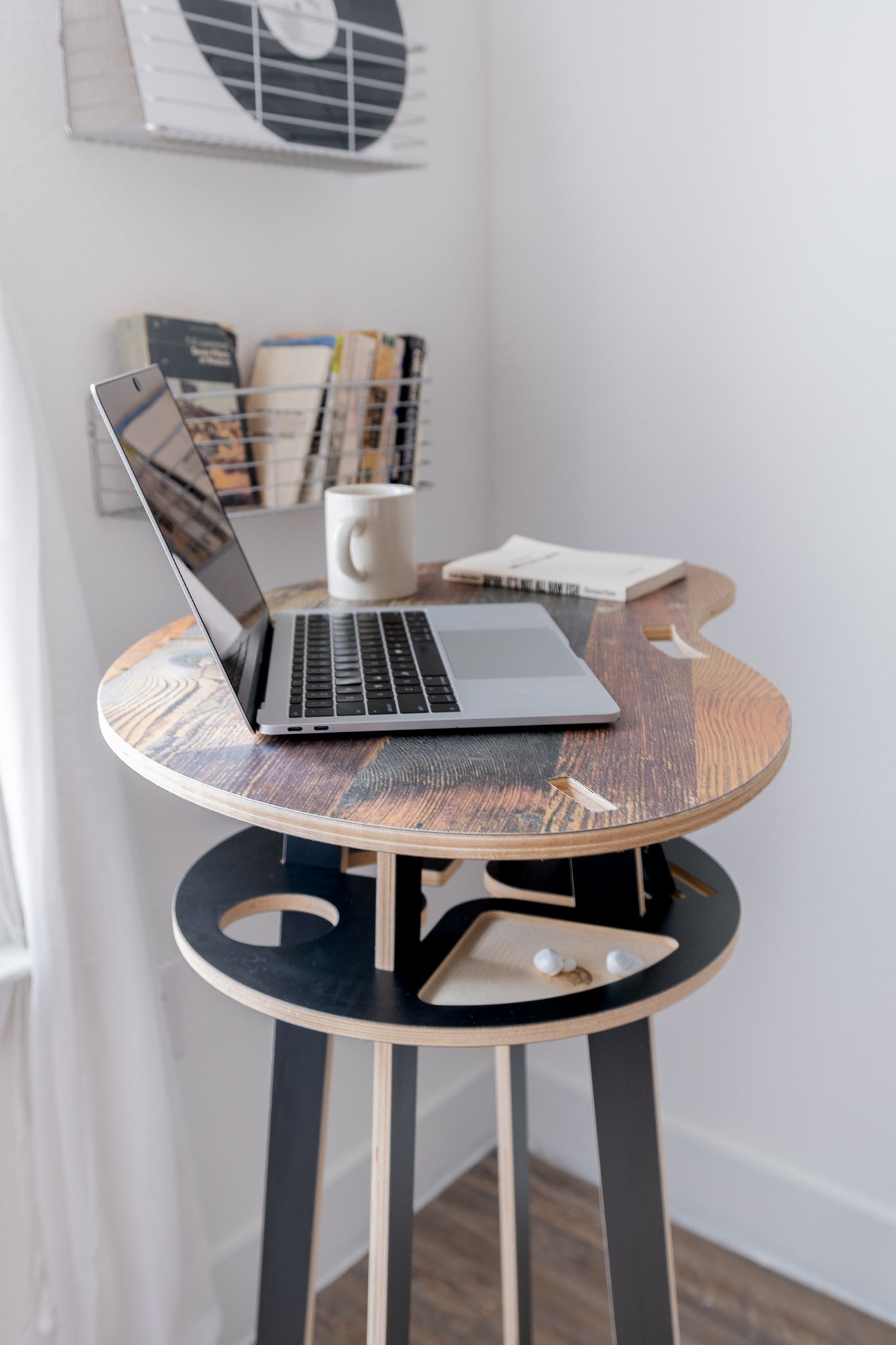 Orbit Anywhere Little Bean Standing Desk Small Space Furniture in Rustic Pine