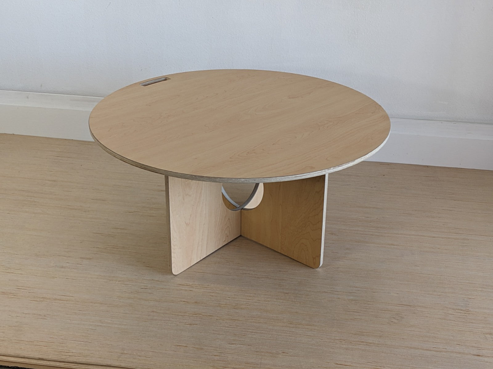 Orbit Anywhere Japandi Circle Coffee Table with block legs
