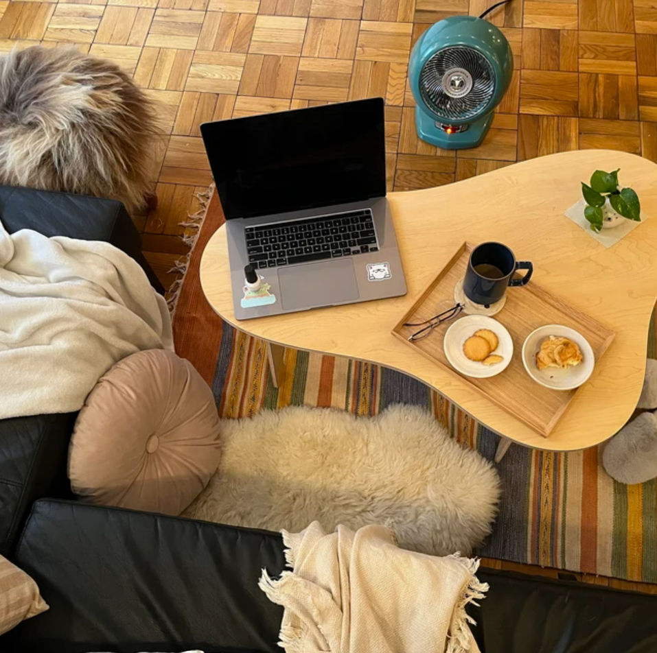 Orbit Anywhere curvy coffee table, workspace. Small space furniture