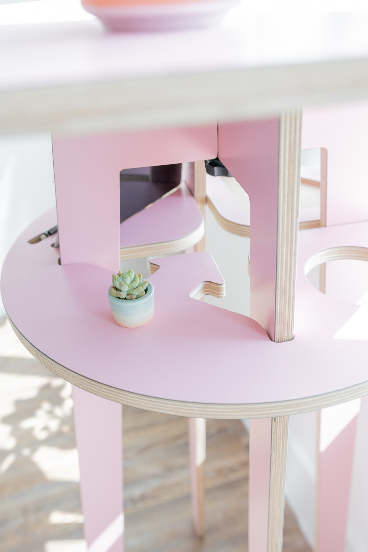 little bean standing updesk in all pink