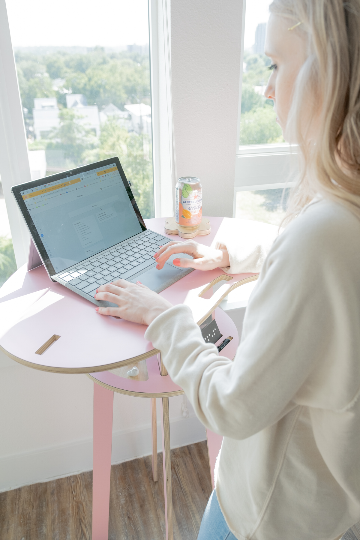 Orbit Anywhere Pink Little Bean Standing Desk Small Space Furniture